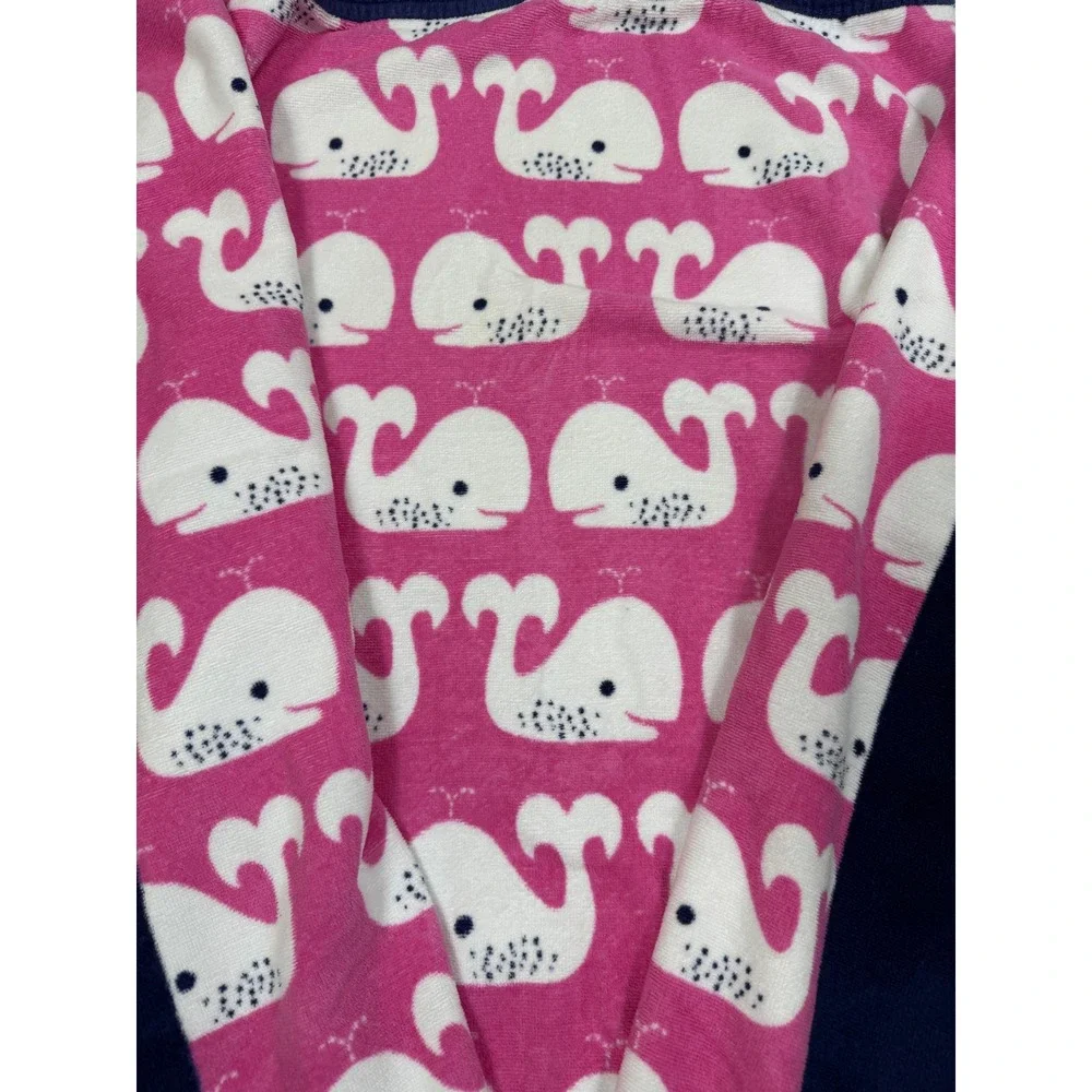 Pottery Barn Kids Pink Whale Hooded Beach Towel Wrap Navy Blue Cotton Terry